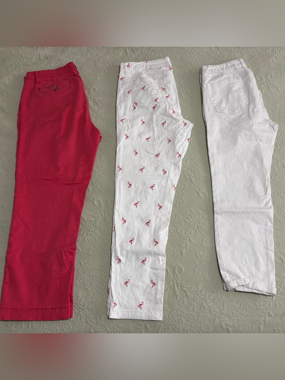 3 Women’s Jeans Lila Ryan, Crown & Ivy Pants Pink Flamingos 10/12 Ankle Skinny